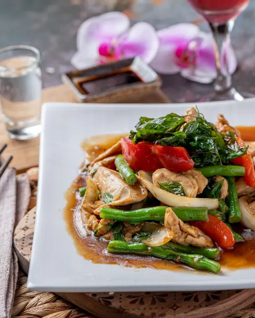 Thai food on white plate